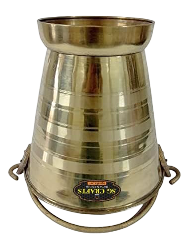 SG CRAFTS Brass Bucket for Puja | Pital Balti | Pital Bucket for Puja or Storing Water Or Serving Food Capacity