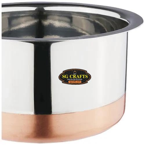 SG CRAFTS Steel Copper Bottom Patila/Tope Set of 1 pcs | Gas Stove and Induction Compatible, Patila, Container Cookware Pot Set,