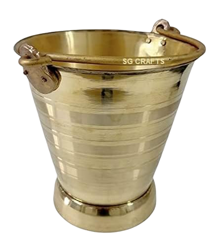 SG CRAFTS Brass Bucket for Puja | Pital Balti | Pital Bucket for Puja or Storing Water Or Serving Food Capacity