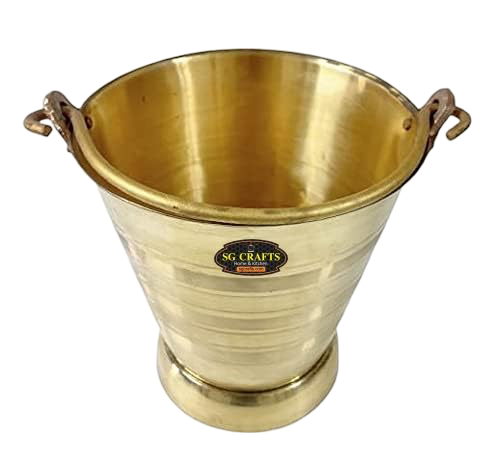 SG CRAFTS Brass Bucket for Puja | Pital Balti | Pital Bucket for Puja or Storing Water Or Serving Food Capacity