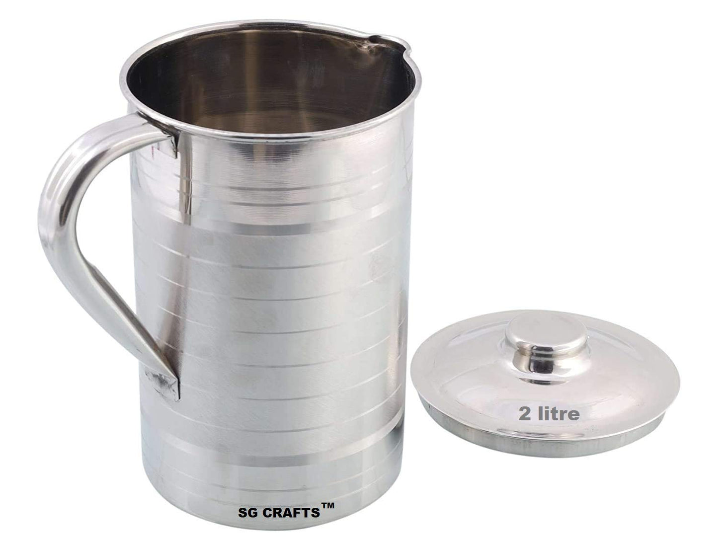 UTENSILROOT New Stainless Steel Water Jug with Silver Touch Design for Daily USE 2 Litre