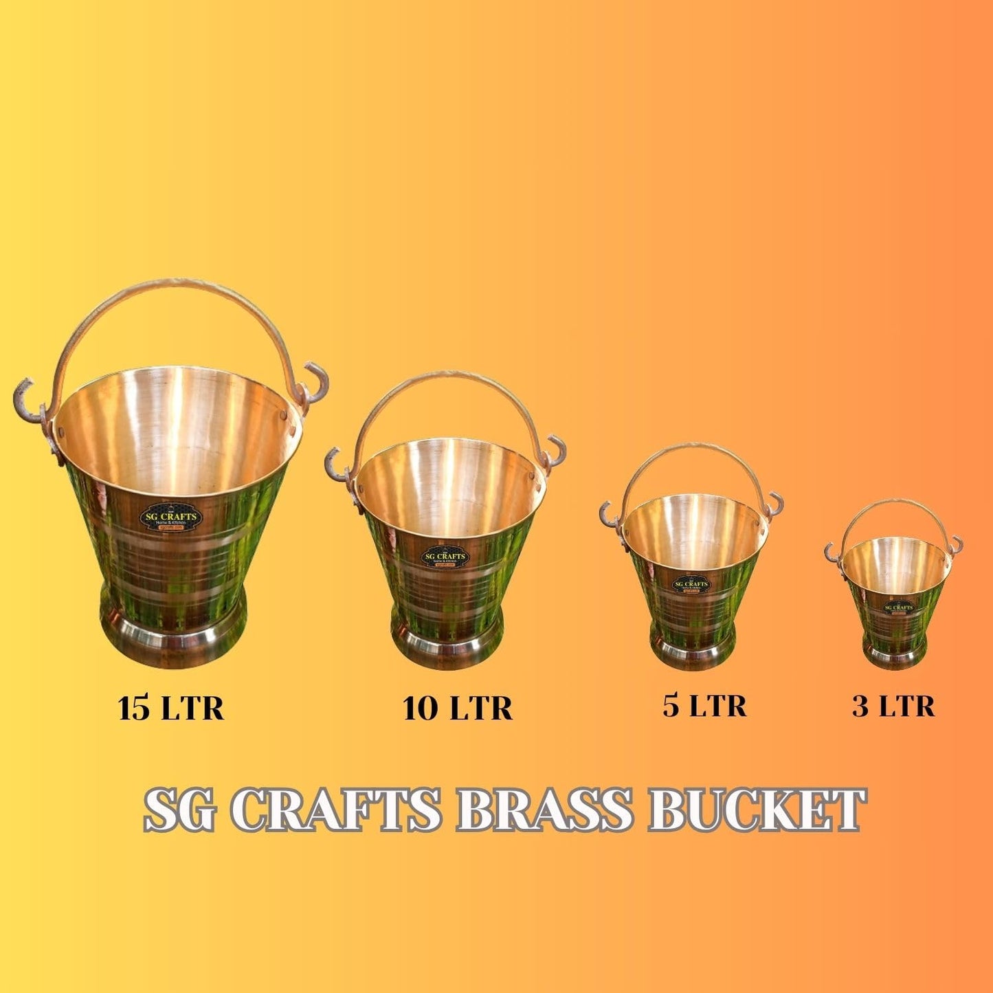 SG CRAFTS Brass Bucket for Puja | Pital Balti | Pital Bucket for Puja or Storing Water Or Serving Food Capacity