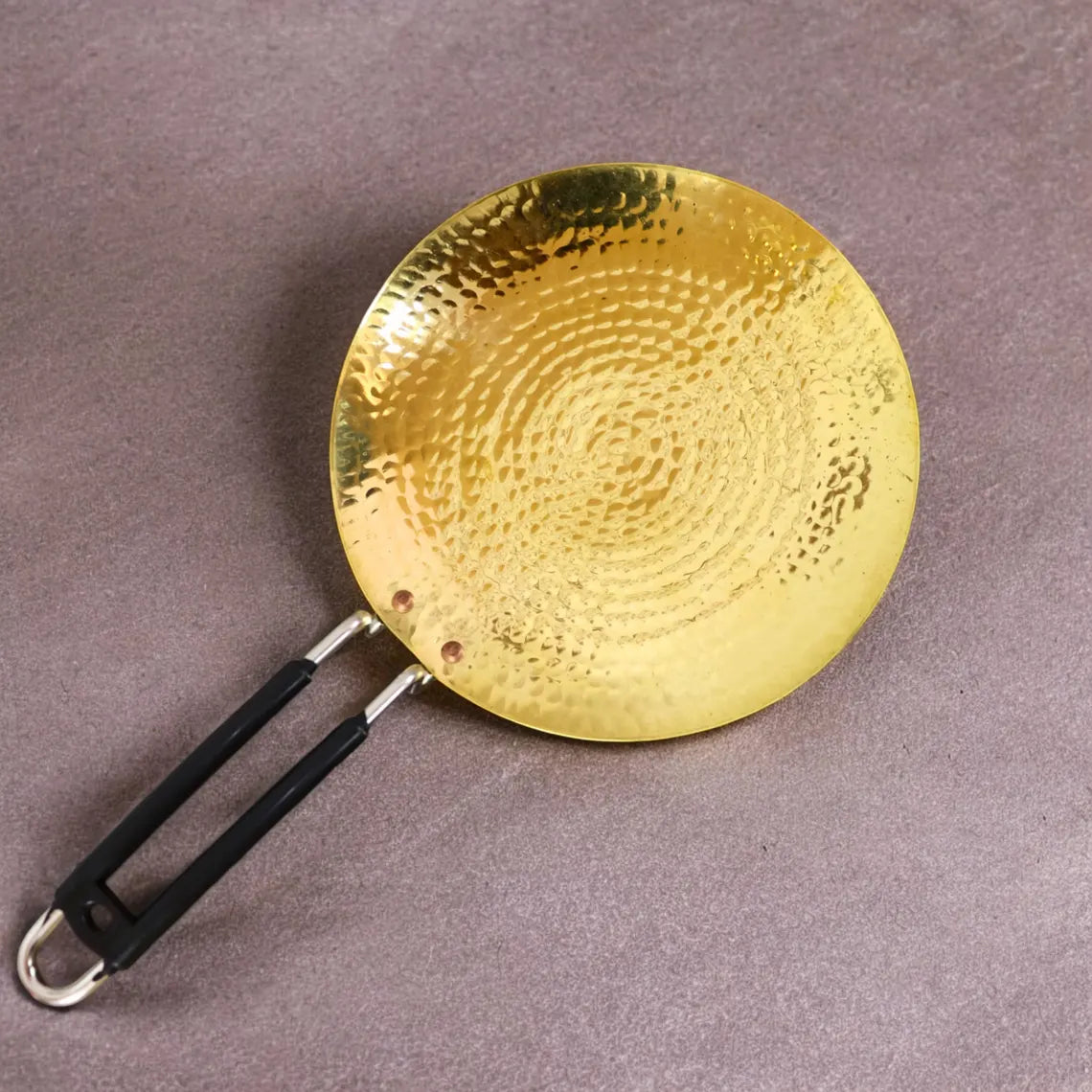 SG CRAFTS Premium Handcrafted Brass Roti Tawa, 10 inch (25.4 cm), Teflon-Free, with Handles, Roti Brass tawa Cookware pital Brass Utensils for Your Kitchen.